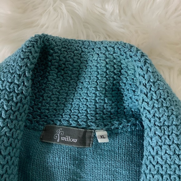 Willow Sweater XL Raglan Cardigan Big Button 100% Cotton Knit Vintage USA Made - Picture 5 of 12